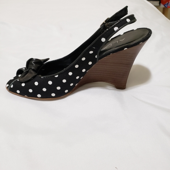 Aldo black & white Polka-dot wedge Size 37 Eu - Picture 3 of 6